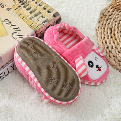 Pink Stripe Dog Child Slippers