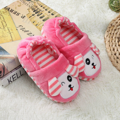 Pink Stripe Dog Child Slippers